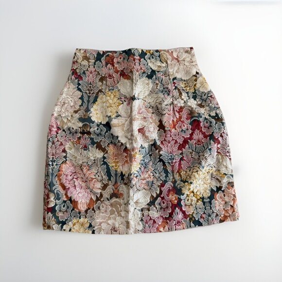 Anxiety Vtg Brocade Floral Tapestry Mini Skirt Sz 11 Y2K Style Boho Retro - Picture 2 of 4